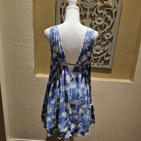 Ocean Drive Mini Cutout Sundress L Coconut girl Hawaiian Beachy Palm Boho Garb - Picture 2 of 9